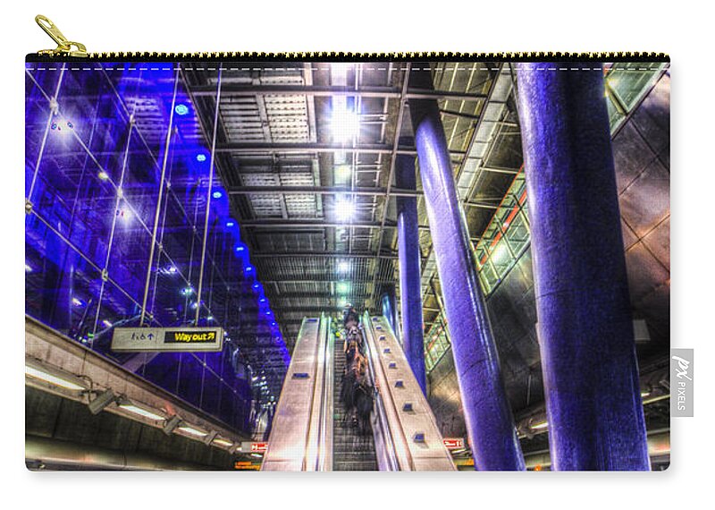 Escalator Zip Pouch featuring the photograph Underground Escalator by David Pyatt
