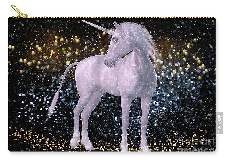 Unicorn Zip Pouch featuring the digital art Unicorn Dust by Digital Art Cafe