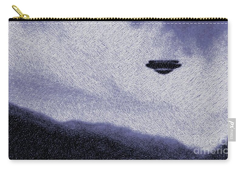 Ufo Zip Pouch featuring the drawing Unidentified Flying Object by Esoterica Art Agency