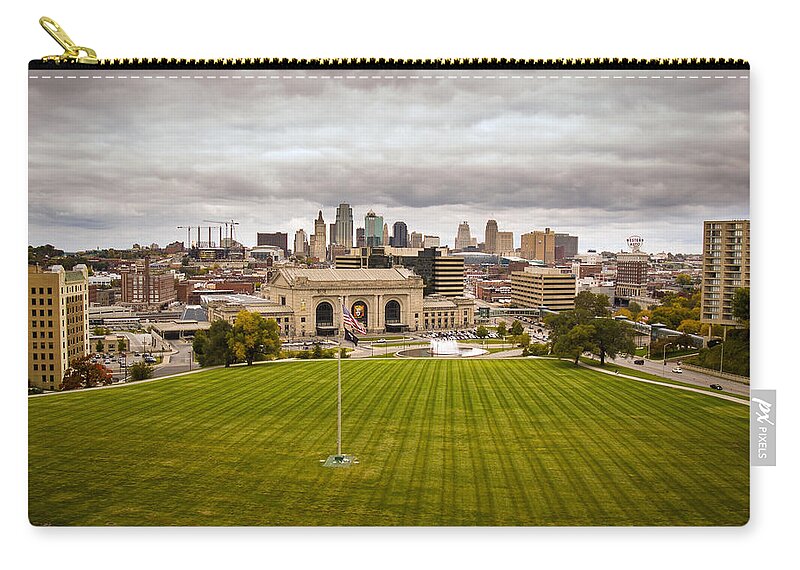 Union Station Zip Pouch featuring the photograph Union Station from War Memorial by Jeff Phillippi