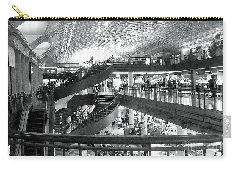 Train Station Zip Pouch featuring the photograph Union Station Washington DC BW by Margie Avellino