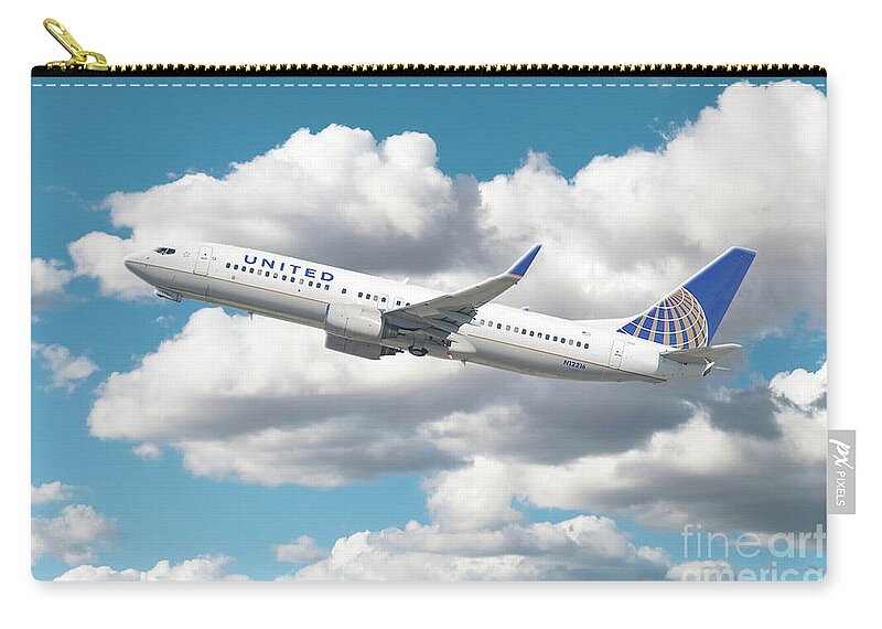 Boeing Zip Pouch featuring the digital art United Airlines Boeing 737 by Airpower Art