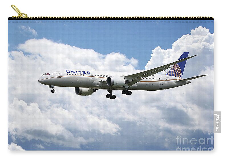 United Zip Pouch featuring the digital art United Airlines Boeing 777 Dreamliner by Airpower Art