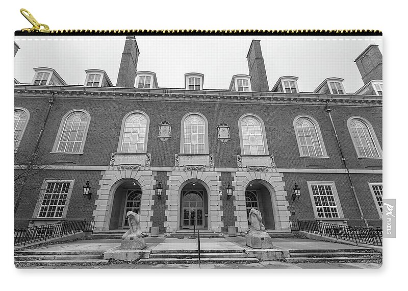 Big Ten Zip Pouch featuring the photograph University of Illinois Statue Black and White by John McGraw