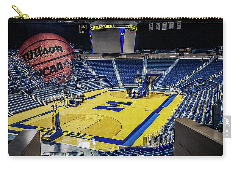 University Of Michigan Basketball Zip Pouch featuring the digital art University of Michigan Basketball by Nicholas Grunas