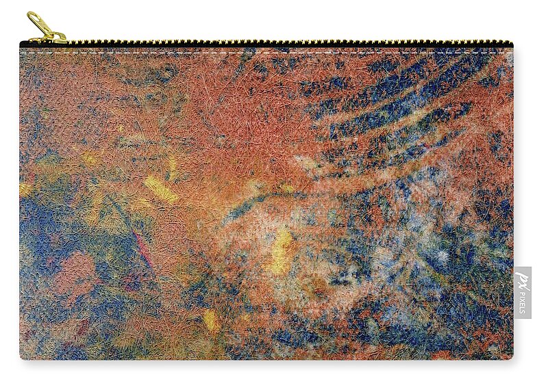 Clay Monoprint Zip Pouch featuring the mixed media Golden Specks by Susan Richards