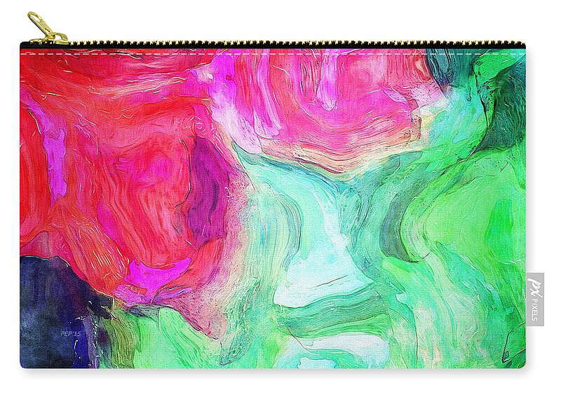 Digital Painting Zip Pouch featuring the digital art Untitled Colorful Abstract by Phil Perkins
