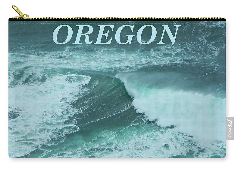 Cape Meares Lighthouse Zip Pouch featuring the photograph Unusual Green Wave by Gallery Of Hope 