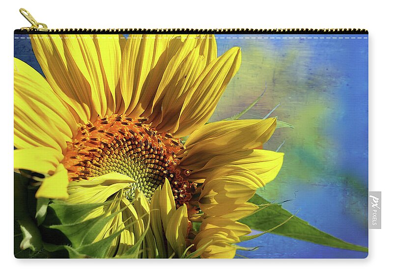 Sunflower Zip Pouch featuring the photograph Unveiling by Vanessa Thomas
