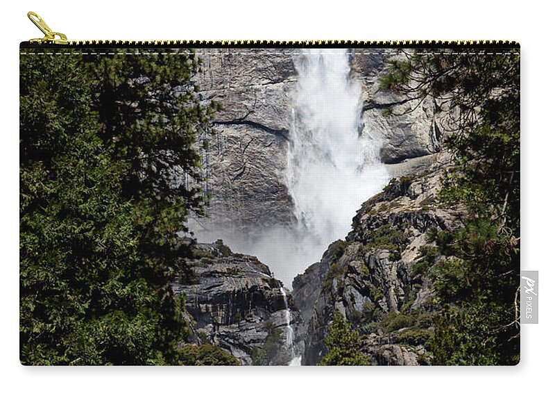 Yosemite Falls Zip Pouch featuring the photograph Upper and lower Yosemite Falls by Garry Gay
