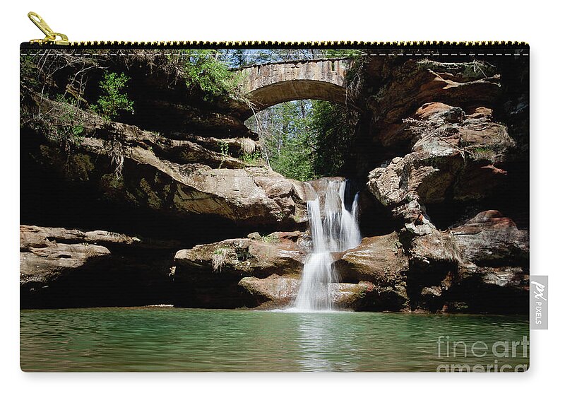 Upper Falls Carry-all Pouch featuring the photograph Upper Falls at Hocking Hills by Rich S