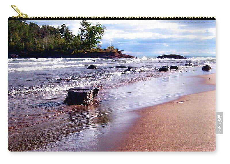 Photography Zip Pouch featuring the photograph Upper Peninsula White Caps by Phil Perkins