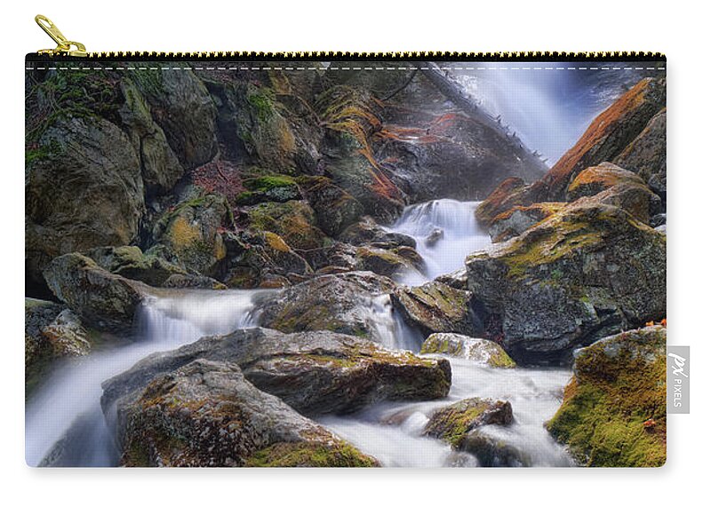 Race Brook Falls Zip Pouch featuring the photograph Upper Race Brook Falls 2017 by Bill Wakeley