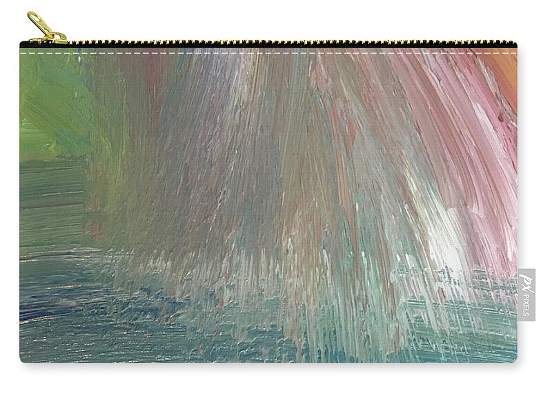 Greens Zip Pouch featuring the painting Downpour by Karen Nicholson