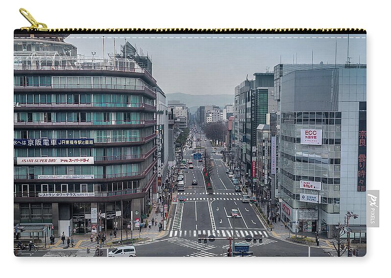Kyoto Zip Pouch featuring the photograph Urban Avenue, Kyoto Japan by Perry Rodriguez