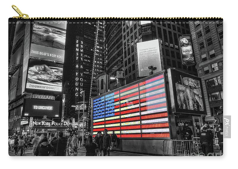 Recruiting Station Zip Pouch featuring the photograph U.S. Armed Forces Times Square Recruiting Station by Jeff Breiman