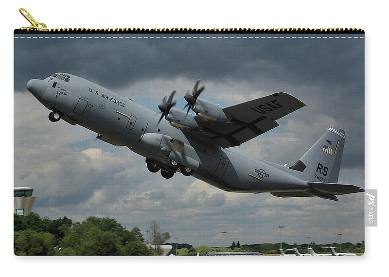 Usaf Zip Pouch featuring the photograph USAF Lockheed-Martin C-130J-30 Hercules by Tim Beach