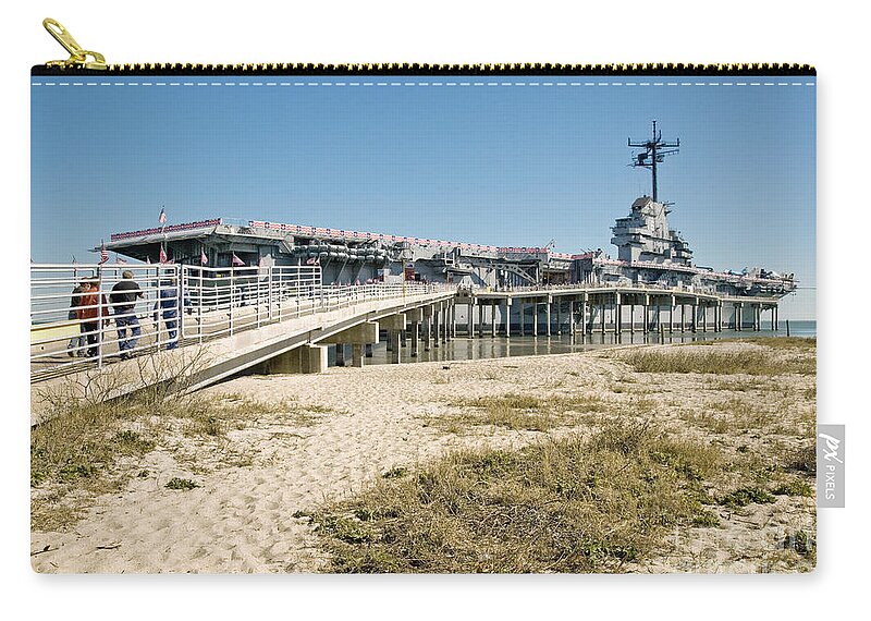 Ship Zip Pouch featuring the photograph Uss Lexington Aircraft Carrier by Inga Spence