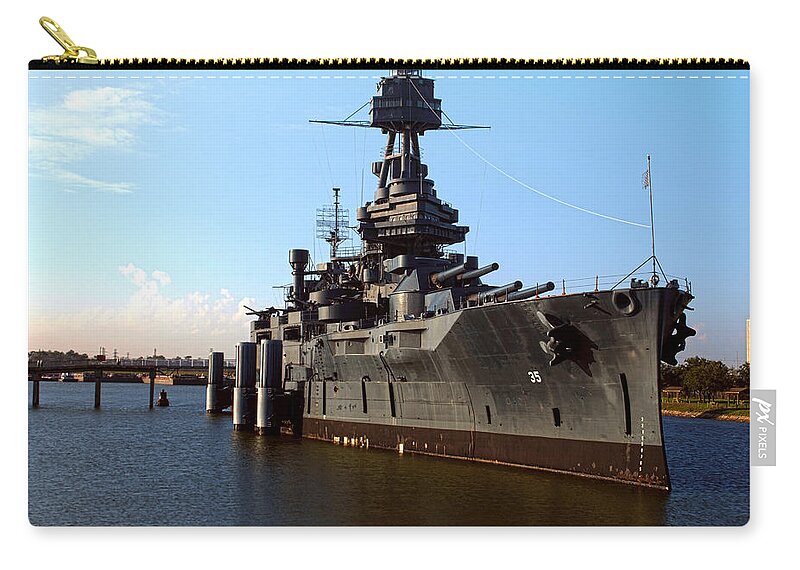 Joshua House Photography Zip Pouch featuring the photograph USS Texas by Joshua House