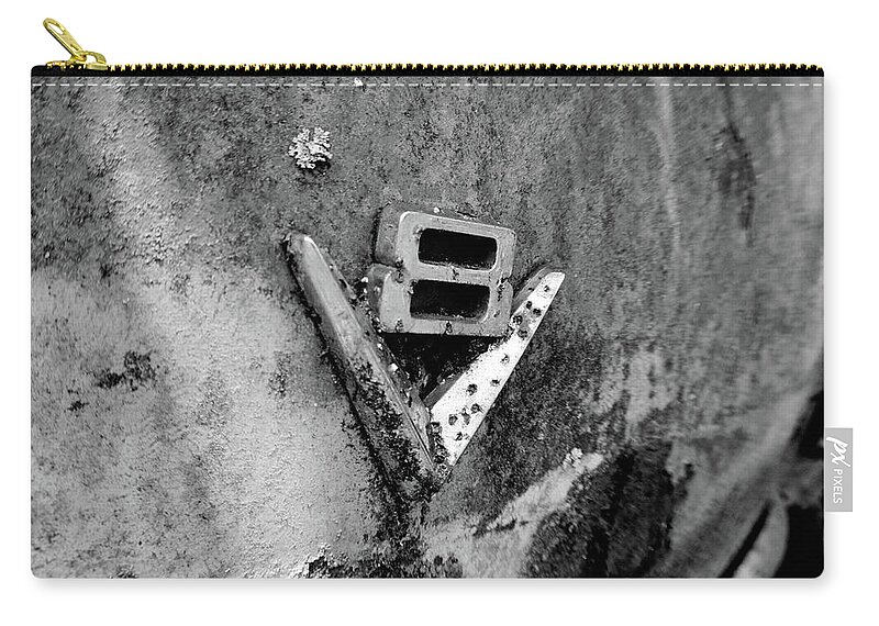 V8 Zip Pouch featuring the photograph V8 Emblem by Matthew Mezo