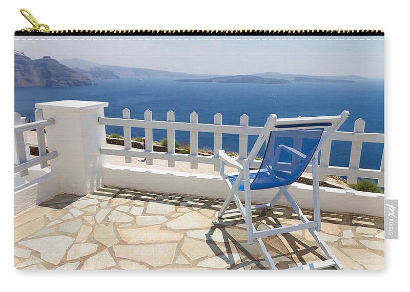 Santorini Zip Pouch featuring the photograph Vacations on Santorini by Anastasy Yarmolovich