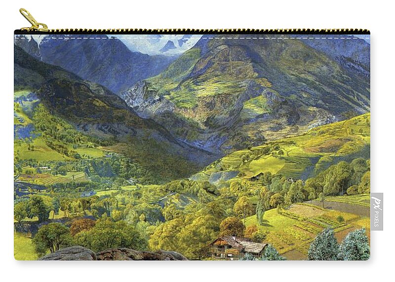 Val Zip Pouch featuring the painting Val dAosta by John Brett
