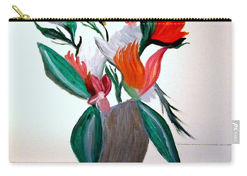Flowers Zip Pouch featuring the painting Valentine by Bill O'Connor by Bill OConnor