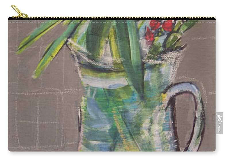 Valentine Zip Pouch featuring the mixed media Valentine Rose by Julia Malakoff