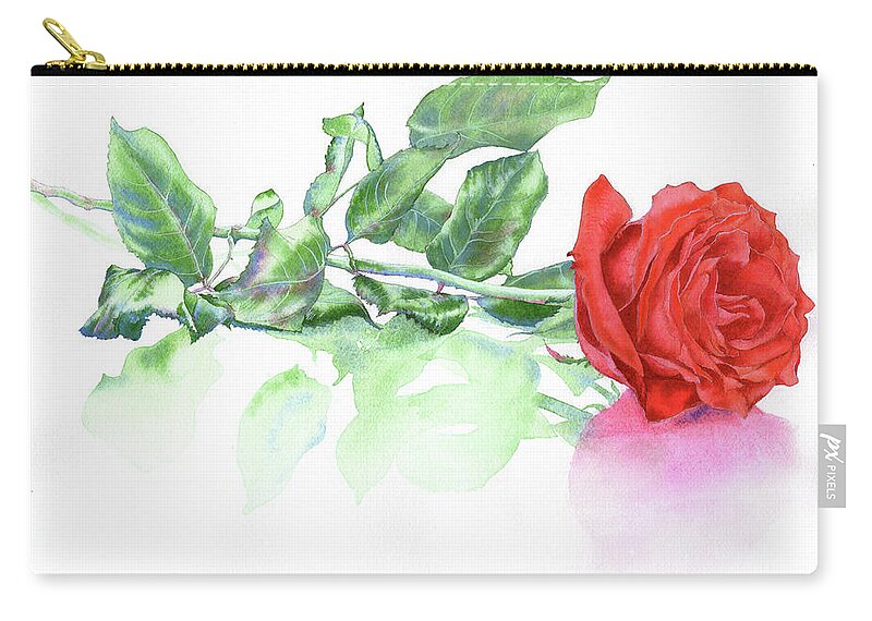 Valentine Zip Pouch featuring the painting Valentine Rose by Xavier Francois Hussenet