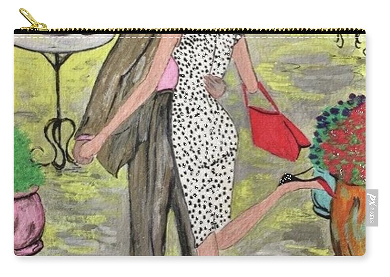 Watercolor Zip Pouch featuring the painting Valentine's Day Brunch by Yolanda Holmon