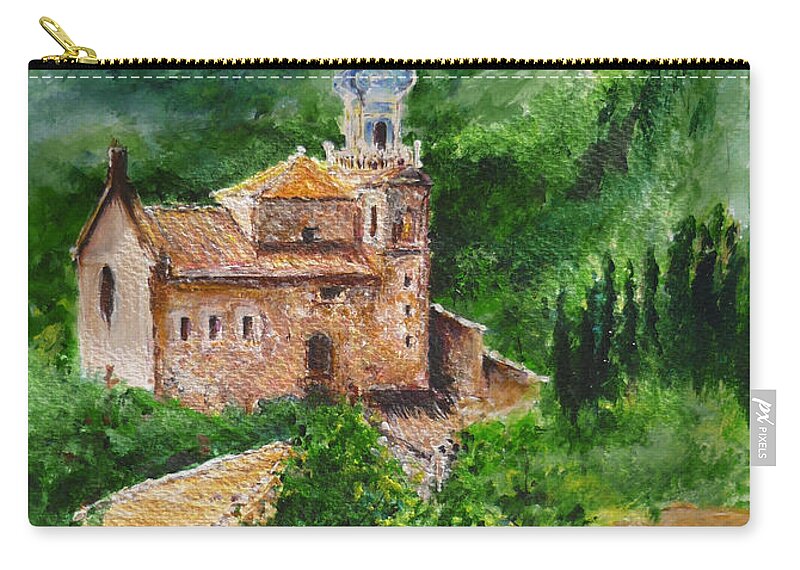 Valley Zip Pouch featuring the painting Valldemossa Pleine Air Painting Comp. by Lizzy Forrester