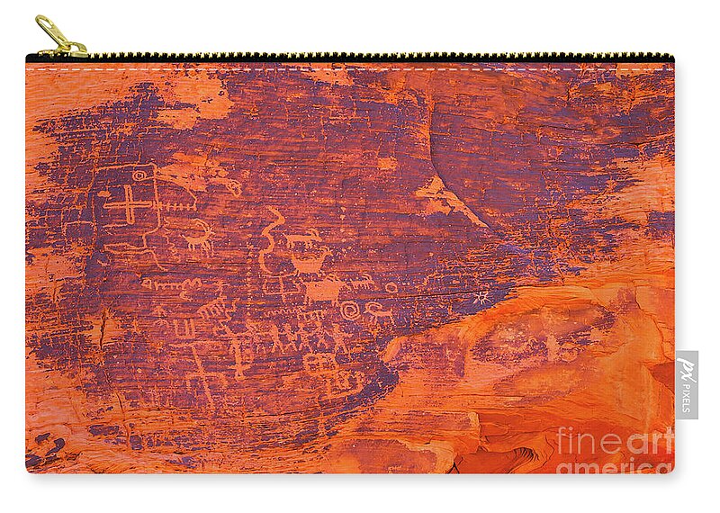 Valley Of Fire State Park Zip Pouch featuring the photograph Valley of Fire Petroglyphs One by Bob Phillips