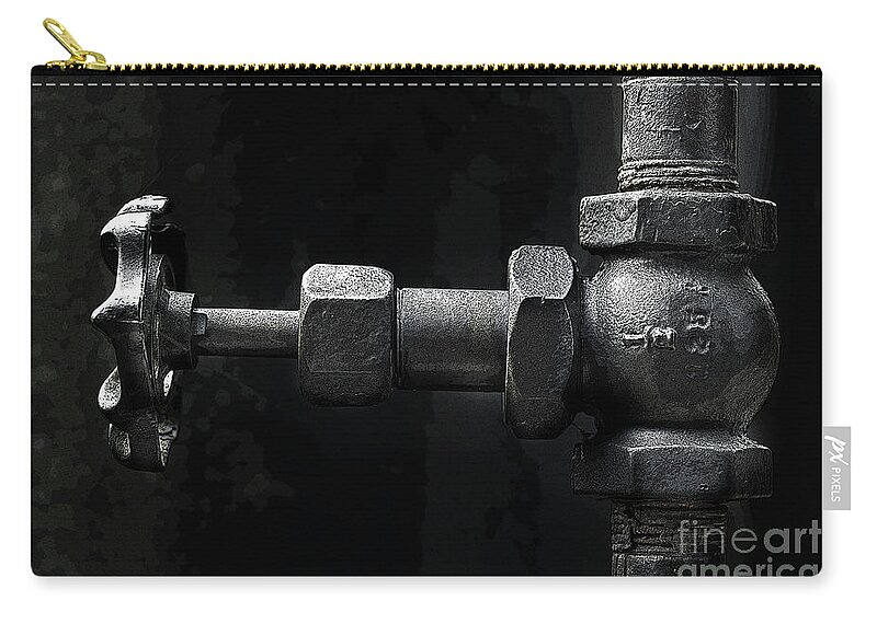 Steam Valve Shutoff Zip Pouch featuring the photograph Valve by Mike Eingle