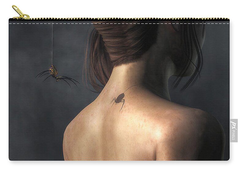 Vampire Spider Zip Pouch featuring the digital art Vampire Spider by Daniel Eskridge