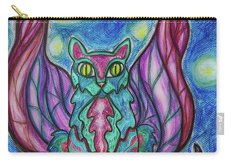 Vampire Zip Pouch featuring the drawing Vampy Kitty by Mimulux Patricia No