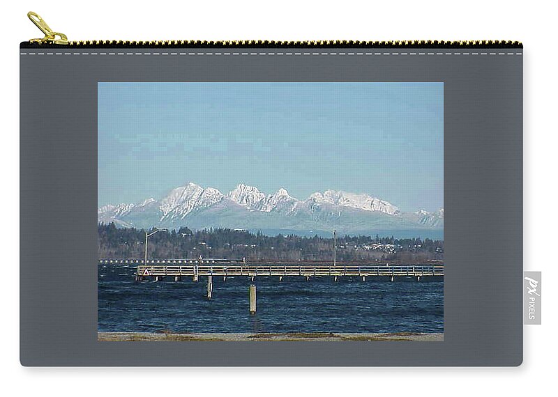 Vancouver Zip Pouch featuring the photograph Vancouver, Canada And Snowy North Shore Mts. by Jay Milo