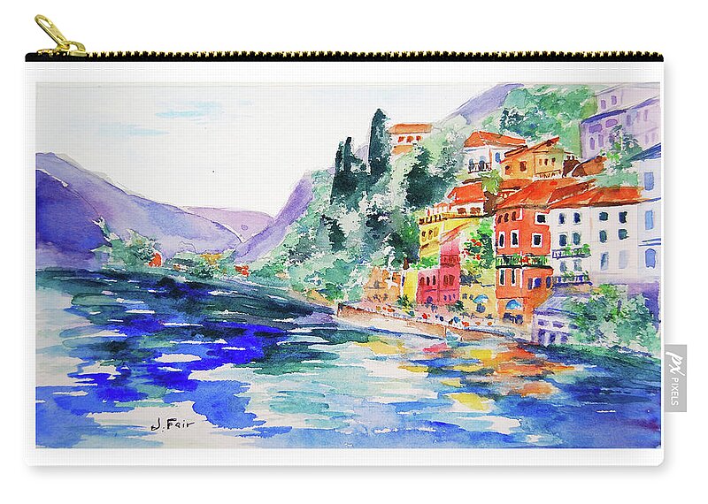 Lake Como Zip Pouch featuring the painting Varenna on Lake Como by Jerry Fair