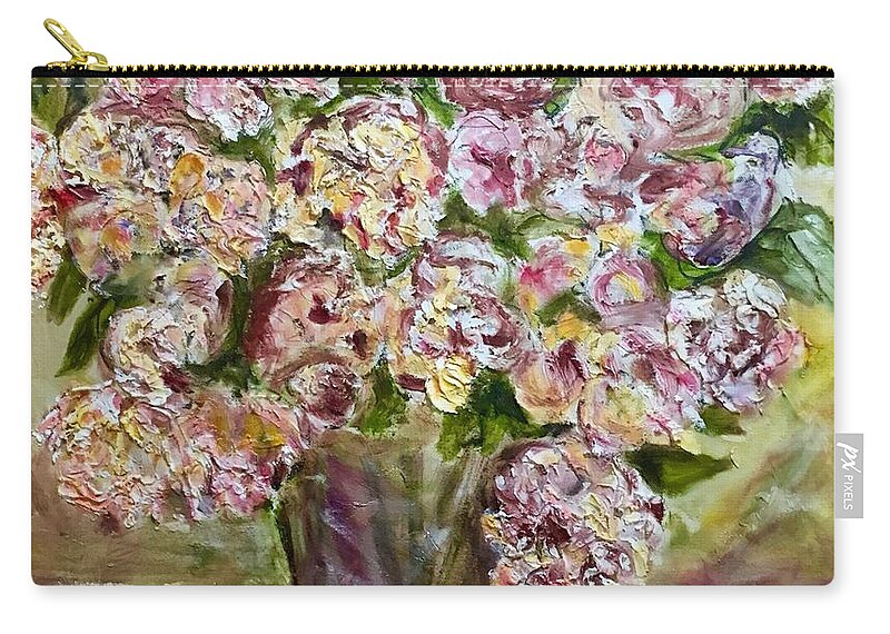 Still Life Zip Pouch featuring the painting Vase of flowers by Chuck Gebhardt