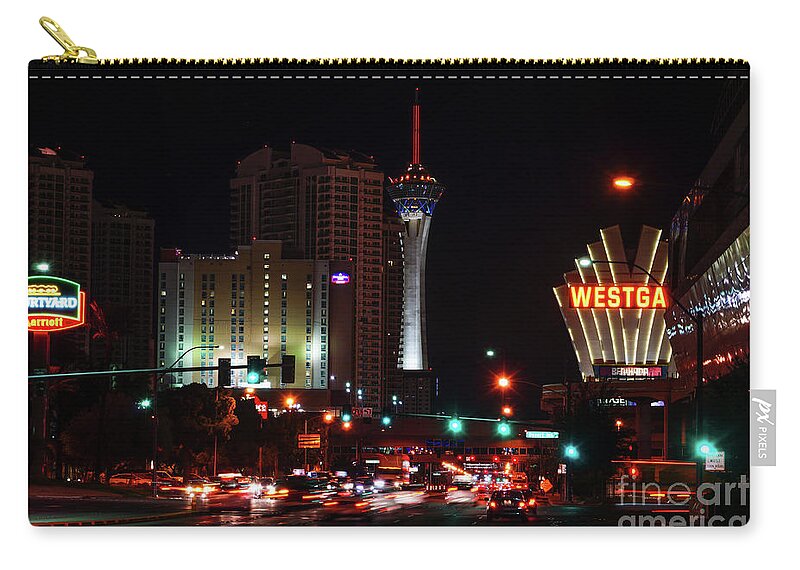 Las Vegas Zip Pouch featuring the photograph Vegas Paradise Road by Jennifer White