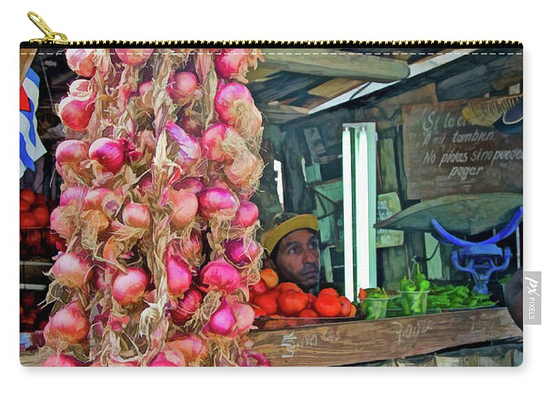 Cuba Zip Pouch featuring the photograph Vegetable Stand 2 by Claude LeTien