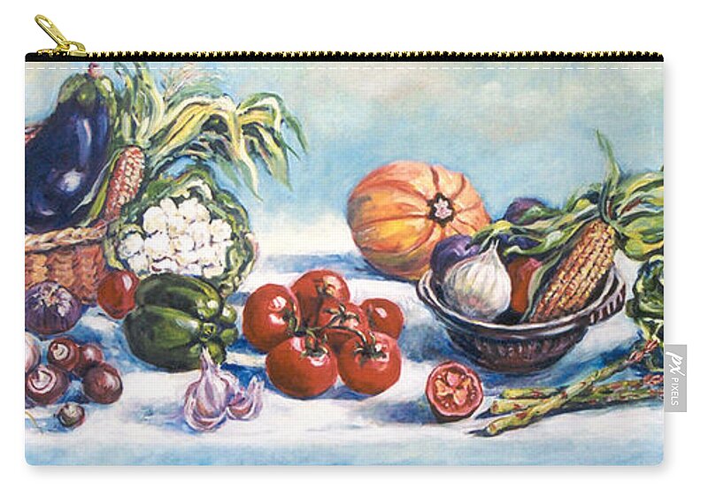 Ingrid Dohm Zip Pouch featuring the painting Veggies by Ingrid Dohm