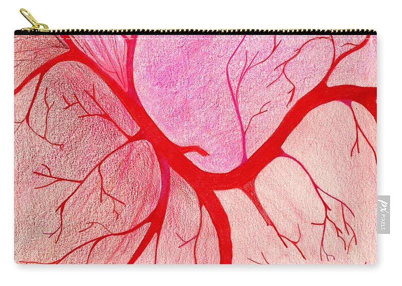 Blood Zip Pouch featuring the drawing Veins Within by George D Gordon III