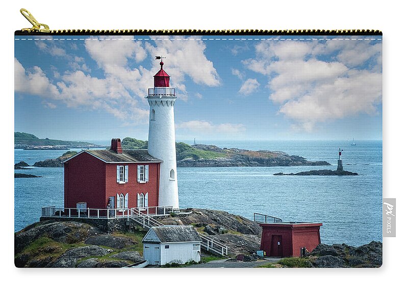 Fisgard Lighthouse Carry-all Pouch featuring the photograph Veiw of the Fisgard Lighthouse by Jeanette Mahoney