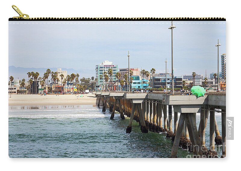 Venice Beach Zip Pouch featuring the photograph Venice Beach from the Pier by Ana V Ramirez