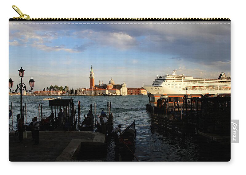 Venice Zip Pouch featuring the photograph Venice Cruise Ship by Andrew Fare
