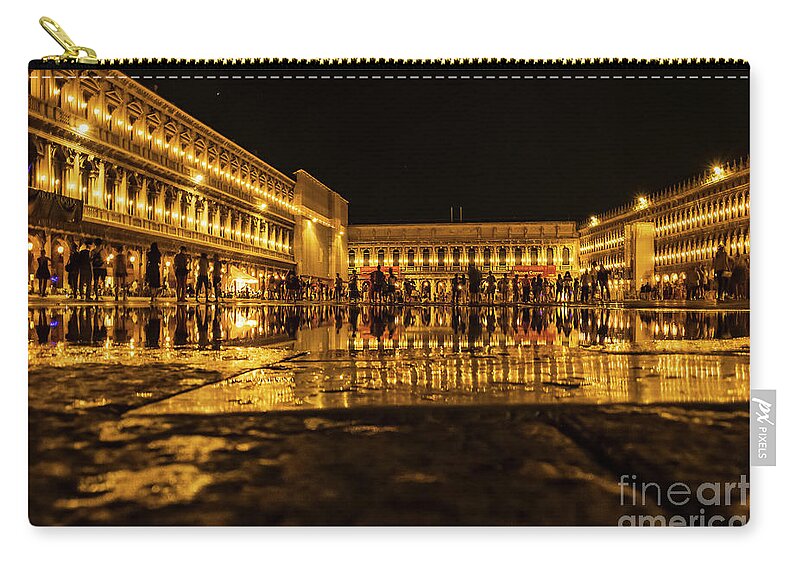 Venice In Night San Marco By Marina Usmanskaya Zip Pouch featuring the photograph Venice in night. San Marco by Marina Usmanskaya