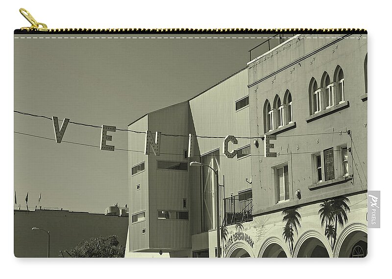 Venice Beach Zip Pouch featuring the photograph Venice Sign by Kelly Holm