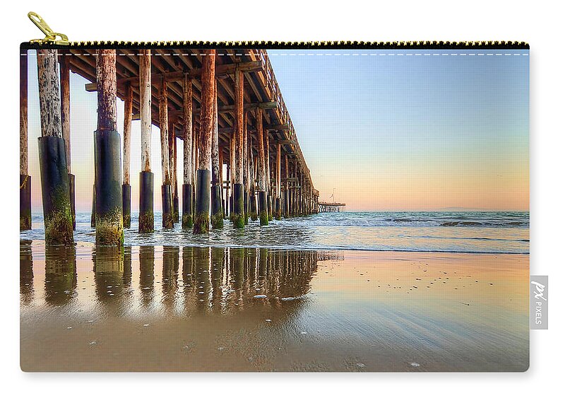 Seascape Zip Pouch featuring the photograph Ventura Blue and Gold 1 by Wendell Ward