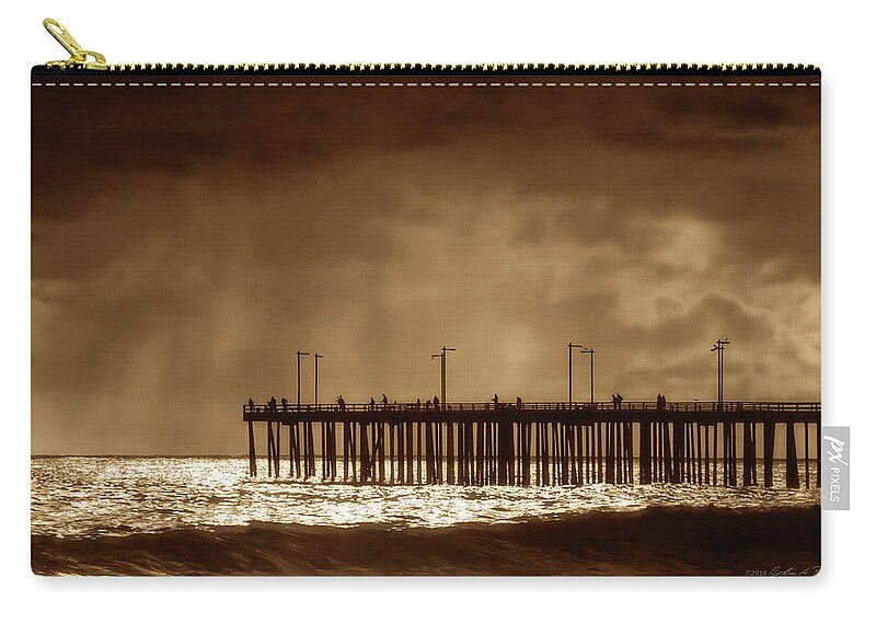Pier Zip Pouch featuring the photograph Ventura California Pier, 1969 by John A Rodriguez