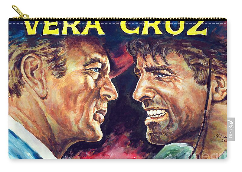 Vera Cruz Zip Pouch featuring the painting Vera Cruz Burt Lancaster Gary Cooper by Star Portraits Art